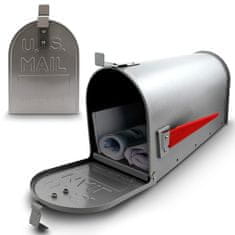 shumee Americká poštovní schránka na dopisy, tisk, noviny, stříbro, s vlajkou