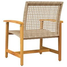 Vidaxl Zahradní židle 2 ks béžové polyratan a akáciové dřevo