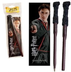 CurePink Set Harry Potter propiska s knižní záložkou: Harryho kouzelnická hůlka (délka 16 cm)