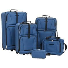 shumee 5dílný set cestovních zavazadel modrý textil