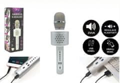 Teddies Mikrofon karaoke Bluetooth stříbrný na baterie s USB kabelem