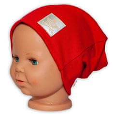 Baby Nellys Hand Made Dětská funkční čepice s dvojitým lemem - červená, vel. 98