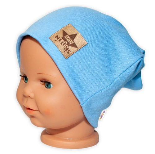 Baby Nellys Hand Made Dětská funkční čepice s dvojitým lemem - sv. modrá, vel. 98