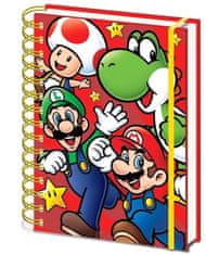 CurePink A5 blok-zápisník Nintendo: Super Mario Run (A5 14,8 x 21 cm) kroužková vazba