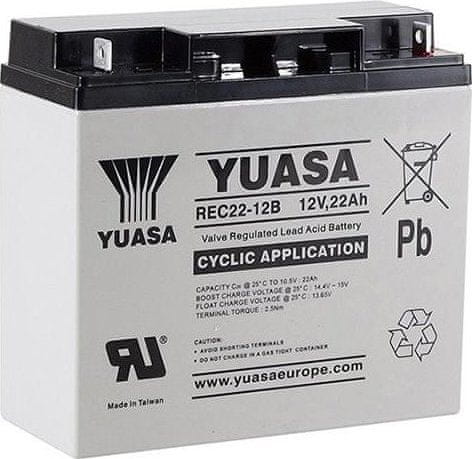 GOOWEI ENERGY Yuasa Pb trakční záložní akumulátor AGM 12V/22Ah pro cyklické aplikace (REC22-12B)