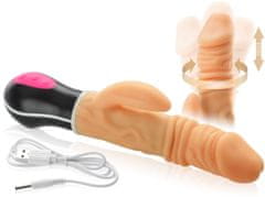XSARA Nahřívané dildo, rotačně-posuvný vibrátor se stimulátorem klitorisu - 70484027