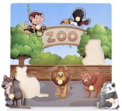Tulimi Dřevěné zábavné, vkládací puzzle - Zoo - 6 dílků