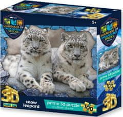 Prime 3D Puzzle Animal planet: Ohrožené druhy - Sněžní leopardi 3D 100 dílků