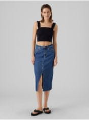 Vero Moda Modrá dámská džínová midi sukně Vero Moda Veri XL