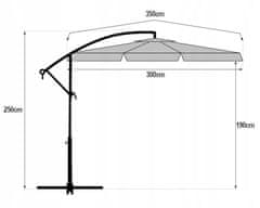 TopKing Velký zahradní deštník o průměru 350 cm na výložníku, voděodolný, skládací