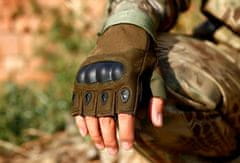 Camerazar Pánské poloprsté vojenské rukavice pro přežití, zelená, nylon/karbonová vlákna/guma, velikost XL