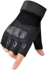 Camerazar Pánské taktické poloprsté rukavice Survival, černé, nylon a karbonová vlákna, velikost XL