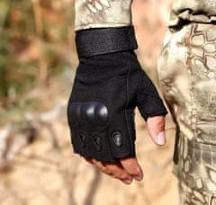 Camerazar Pánské taktické poloprsté rukavice Survival, černé, nylon a karbonová vlákna, velikost XL