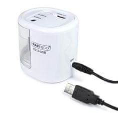 RAPESCO Stolní ořezávátko "PS12-USB", bílá, 2 otvory, baterie/ USB, 1448