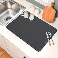 Netscroll Odkapávací podložka na sušení nádobí DishDry, která se rychle suší, je trvalá, snadno se čistí, chrání kuchyňské pulty proti plísním, odolná vůči skvrnám, rozměr 40*60cm, DishDry