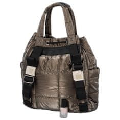 Coveri WORLD Módní dámská prošívaná taška i batoh v jednom Astird, tmavá stříbrná