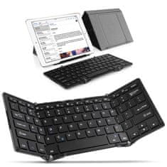 Přenosná BT mini klávesnice B033 dobíjecí, skládací, pro iPad Mobilní telefon Stolní Laptop Šedá