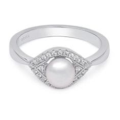 Brilio Silver Půvabný stříbrný prsten s pravou perlou ML05671L (Obvod 54 mm)