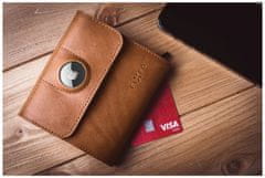FIXED Kožená peněženka Classic Wallet for AirTag z pravé hovězí kůže, hnědá