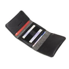 FIXED Kožená peněženka Tripple Wallet for AirTag z pravé hovězí kůže, černá