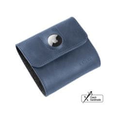 FIXED Kožená peněženka Classic Wallet for AirTag z pravé hovězí kůže, modrá