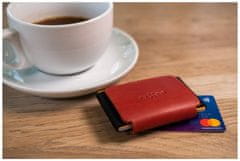 FIXED Kožená peněženka Tiny Wallet for AirTag z pravé hovězí kůže, červená