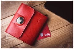 FIXED Kožená peněženka Classic Wallet for AirTag z pravé hovězí kůže, červená