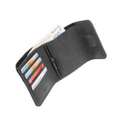 FIXED Kožená peněženka Classic Wallet for AirTag z pravé hovězí kůže, černá