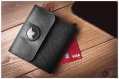 FIXED Kožená peněženka Classic Wallet for AirTag z pravé hovězí kůže, černá