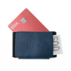 FIXED Kožená peněženka Tiny Wallet for AirTag z pravé hovězí kůže, modrá