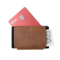 FIXED Kožená peněženka Tiny Wallet for AirTag z pravé hovězí kůže, hnědá