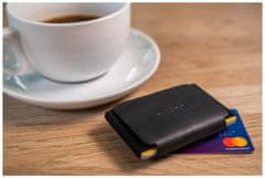 FIXED Kožená peněženka Tiny Wallet for AirTag z pravé hovězí kůže, černá