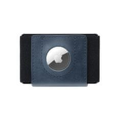 FIXED Kožená peněženka Tiny Wallet for AirTag z pravé hovězí kůže, modrá