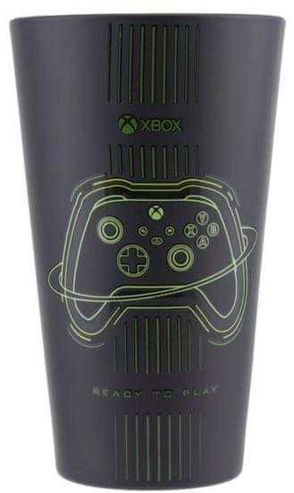 CurePink Černá sklenice Xbox: Controller (objem 400 ml)