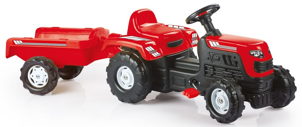 DOLU Šlapací traktor Ranchero s vlečkou, červený