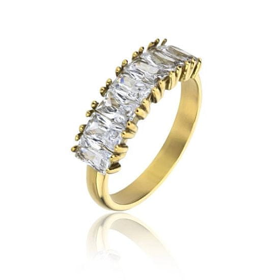Marc Malone Blyštivý pozlacený prsten se zirkony Leila White Ring MCR23061G