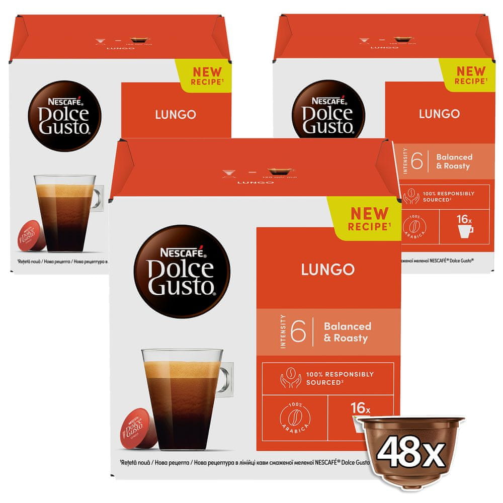 Levně NESCAFÉ Dolce Gusto Lungo – kávové kapsle – 3x16 ks