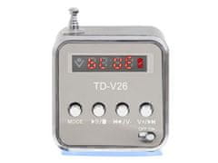 KIK Dobíjecí přenosné rádio Bluetooth LCD reproduktor TD-V26 šedé KX5773