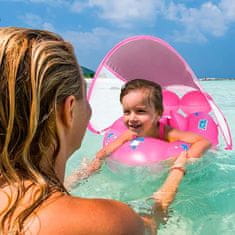 Netscroll Plavecký kruh pro kojence a batolata se stříškou, dětský kruh do vody se stříškou proti slunci a horku, růžová, FloatyBaby