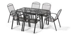 Nábytek Texim 1x hranatý stůl Lana steel + 6x stohovatelná židle Lana steel