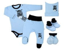 Baby Nellys 5-ti dílná soupravička do porodnice Zebra - modrá, vel. 50