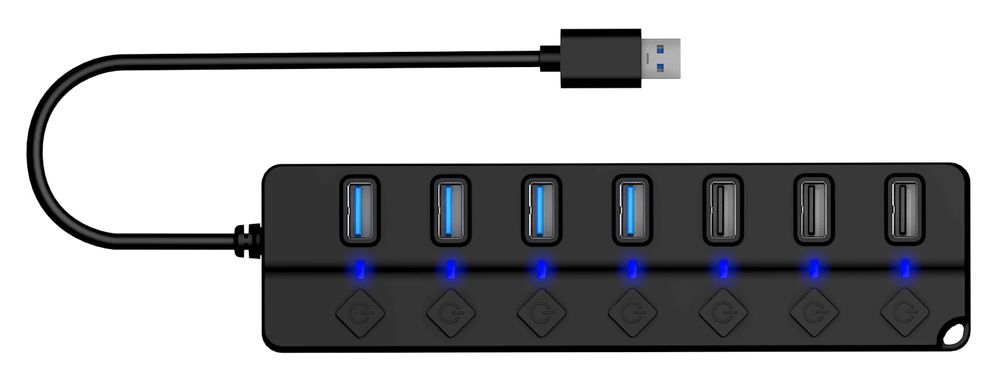 Connect IT Mighty Switch 2 USB-A hub, (4xUSB-A 3.0, 3xUSB-A 2.0), externí, černý (CHU-5410-BK)