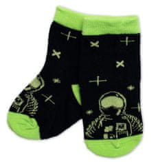 Baby Nellys Dětské bavlněné ponožky Kosmonaut - černé