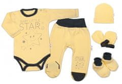 Baby Nellys 5-ti dílná soupravička do porodnice Baby Little Star - žlutá, vel. 68