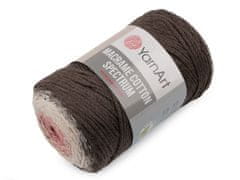 Pletací příze Macrame Cotton Spectrum 250 g - (1302) hnědá tmavá pudrová