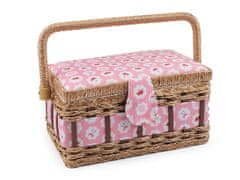Kazeta / košík na šití čalouněný - růžová růže