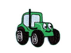 Nažehlovačka nákladní auto, traktor, bagr, vláček, míchačka - zelená pastelová traktor