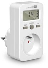 Connect IT PowerMeter měřič spotřeby el. energie, display, dětská pojistka