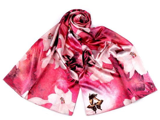 Kraftika 1ks pink saténový šátek / šála 70x165 cm
