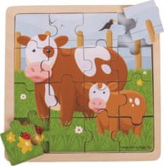Bigjigs Toys Dřevěné puzzle Kráva s telátkem 